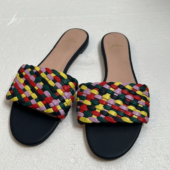 J crew Cora slide sandals multi color navy size 9.5 - Picture 1 of 6